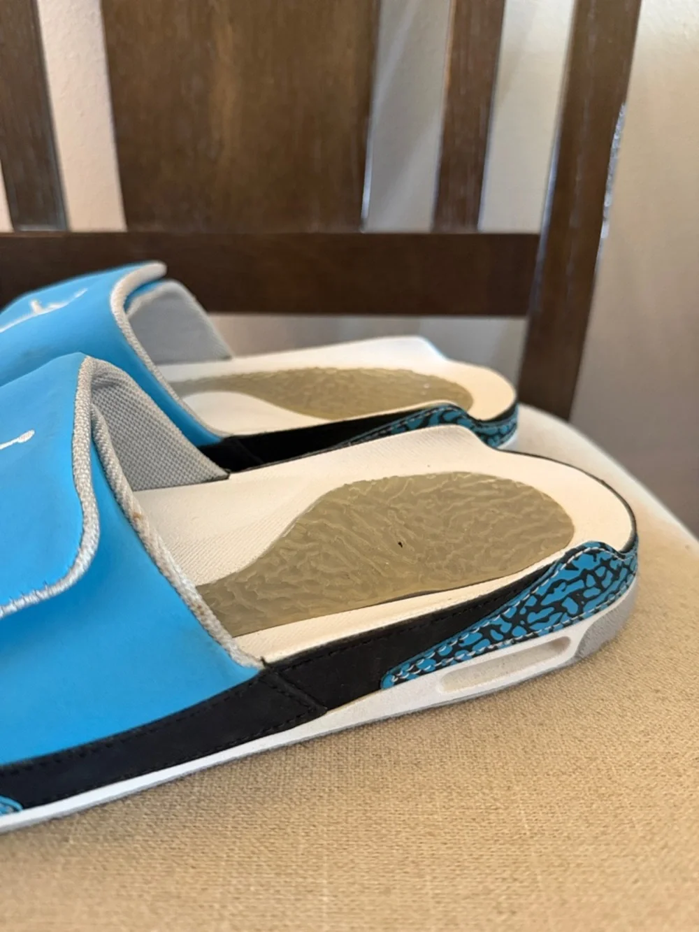 Jordan 3 Men’s Slides Sandals Dark Powder Blue Size 8